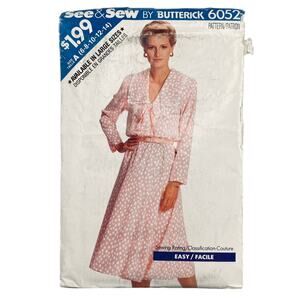 See & Sew 6052 Sewing Pattern by Butterick Misses' Dress Size 6-14 Uncut